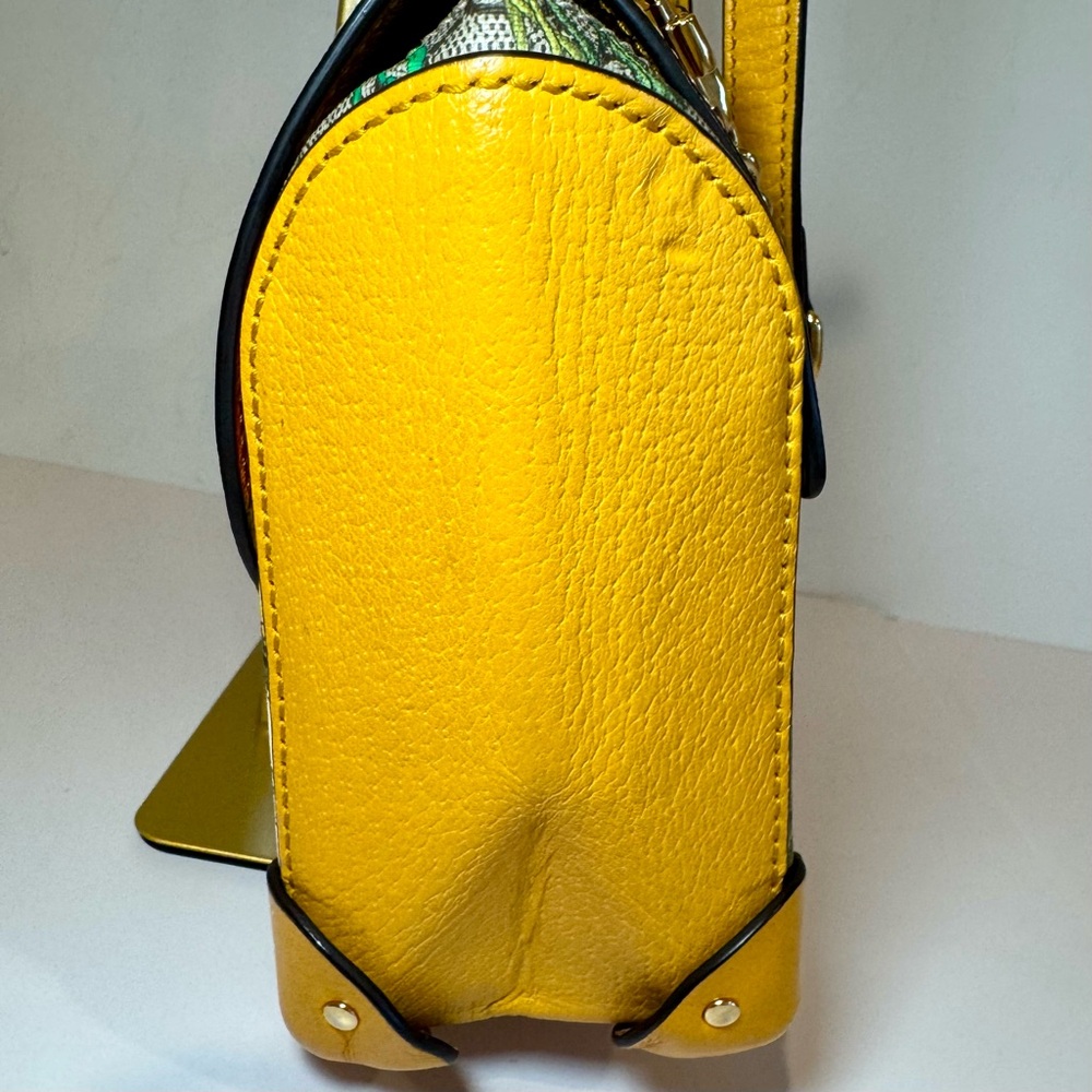 Gucci GG Supreme Monogram Logo Flora Yellow Small Padlock Bamboo Bag W Crossbody - Picture 10 of 16